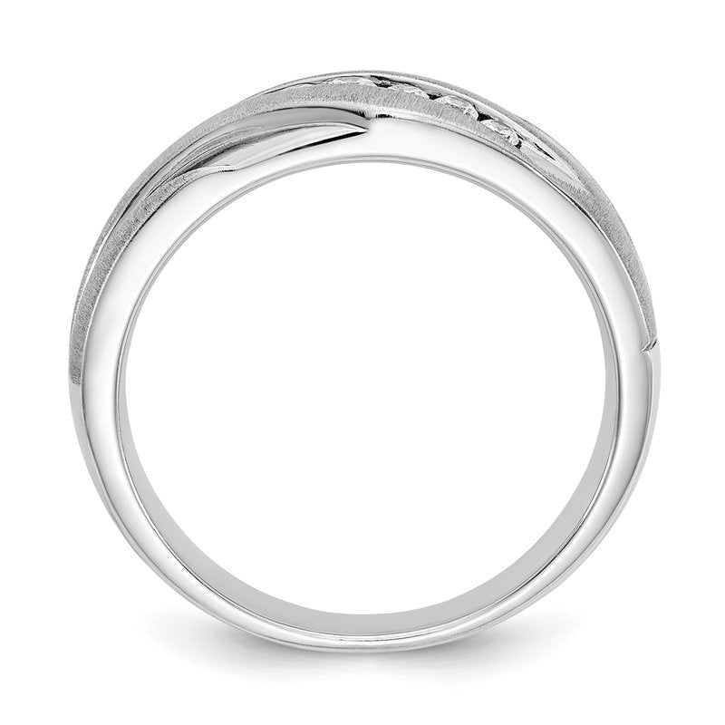14K White Gold Men's 1/4 carat Lab Grown Diamond VS+ F+ Complete Brushed and Polished Band