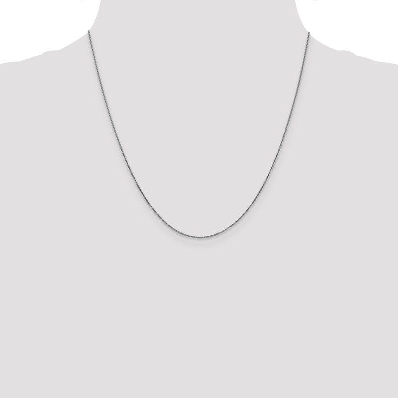 18K White Gold 16 inch 1mm Diamond-cut Spiga with Spring Ring Clasp Chain