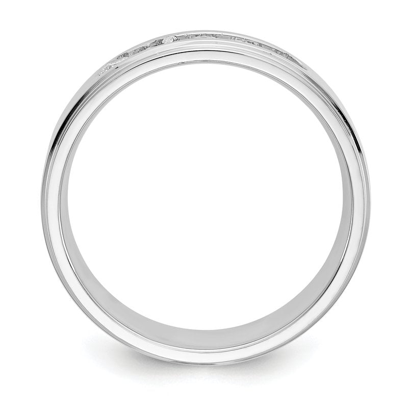 14K White Gold Men's 1/2 carat Lab Grown Diamond VS/SI  D E F  5 Stone Step Edge Size 9 Channel Band