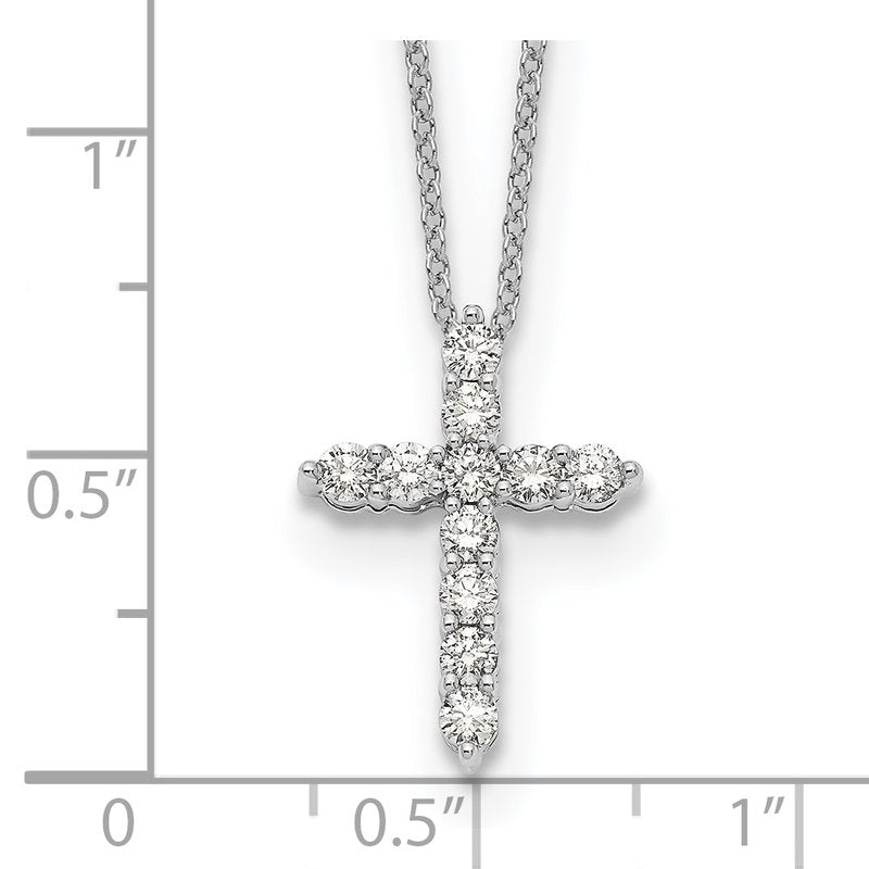 14k White Gold 1/4 carat Diamond Cross Pendant 18 inch Necklace