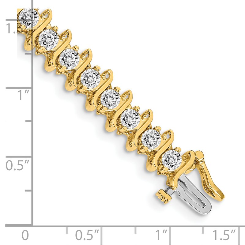 14k Complete 7.19 carat Round VS Diamond 2-prong S-link 7 inch Tennis Bracelet