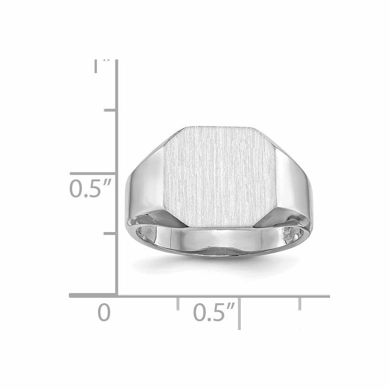 14k White Gold 12.5x11.5mm Open Back Signet Ring