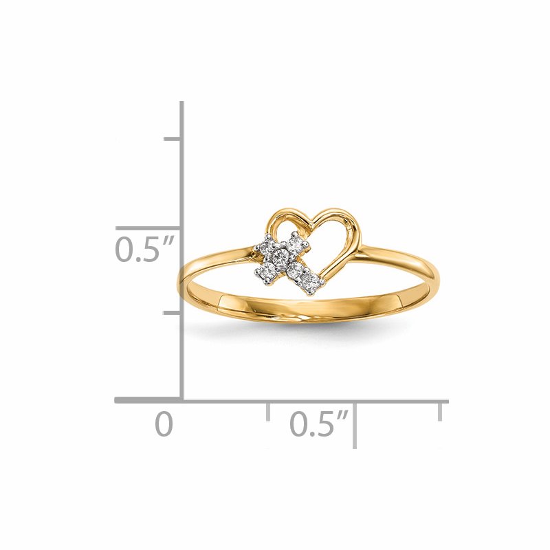14k Heart w/CZ Cross Ring