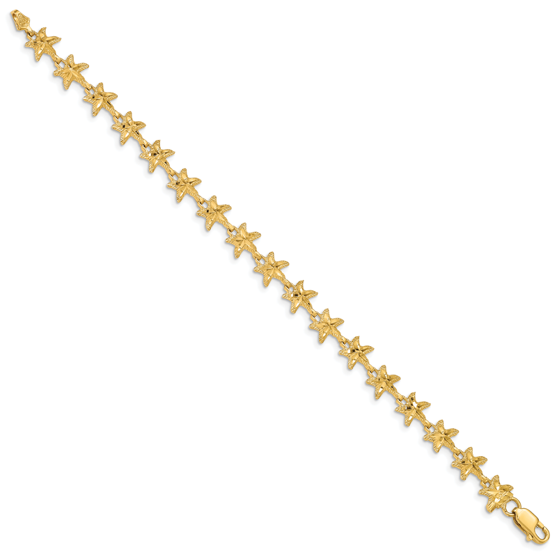 14K Diamond-cut Starfish 7 inch Bracelet