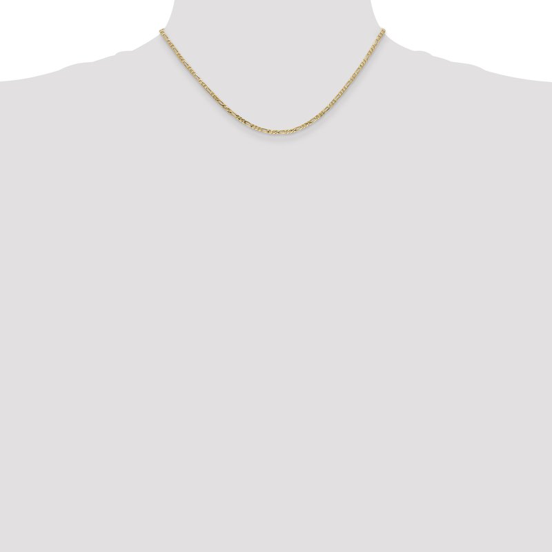 14K 26 inch 2.25mm Flat Figaro with Lobster Clasp Chain