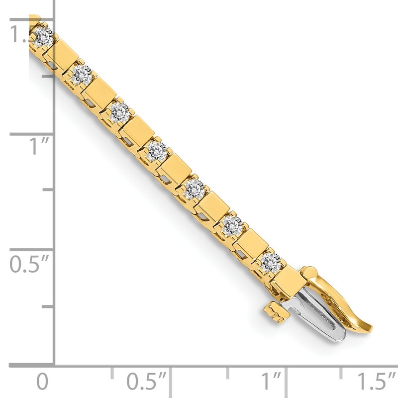 14k Complete 1.1 carat Round A Diamond Square Link 7 inch Tennis Bracelet