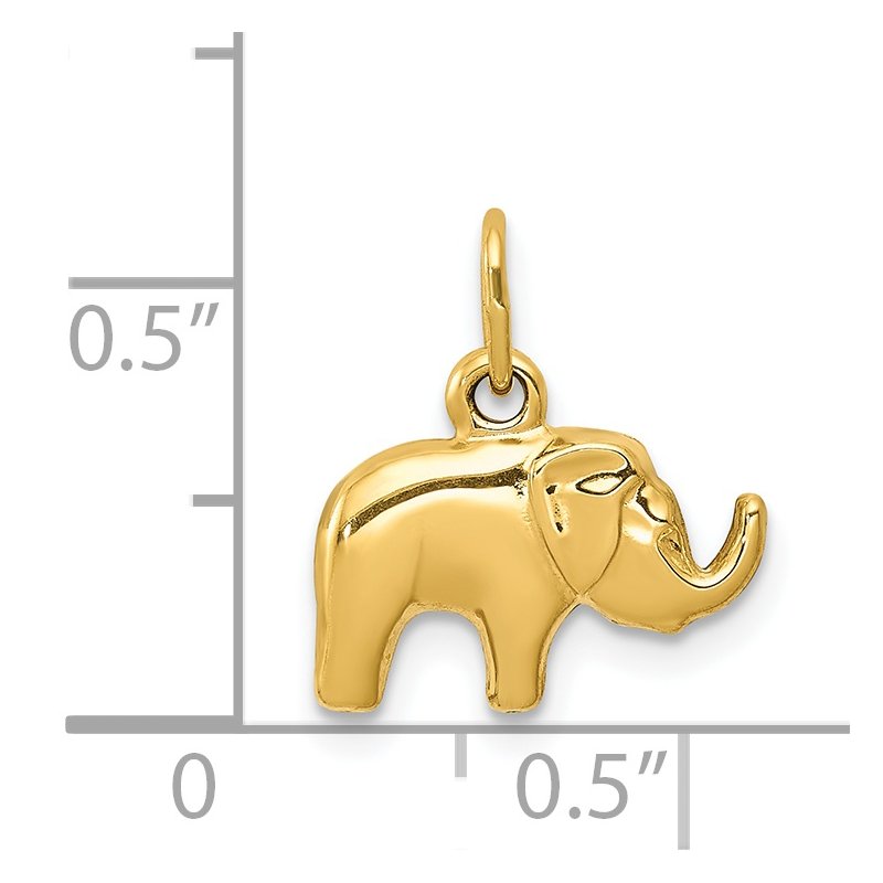 14k Small Polished Elephant Charm