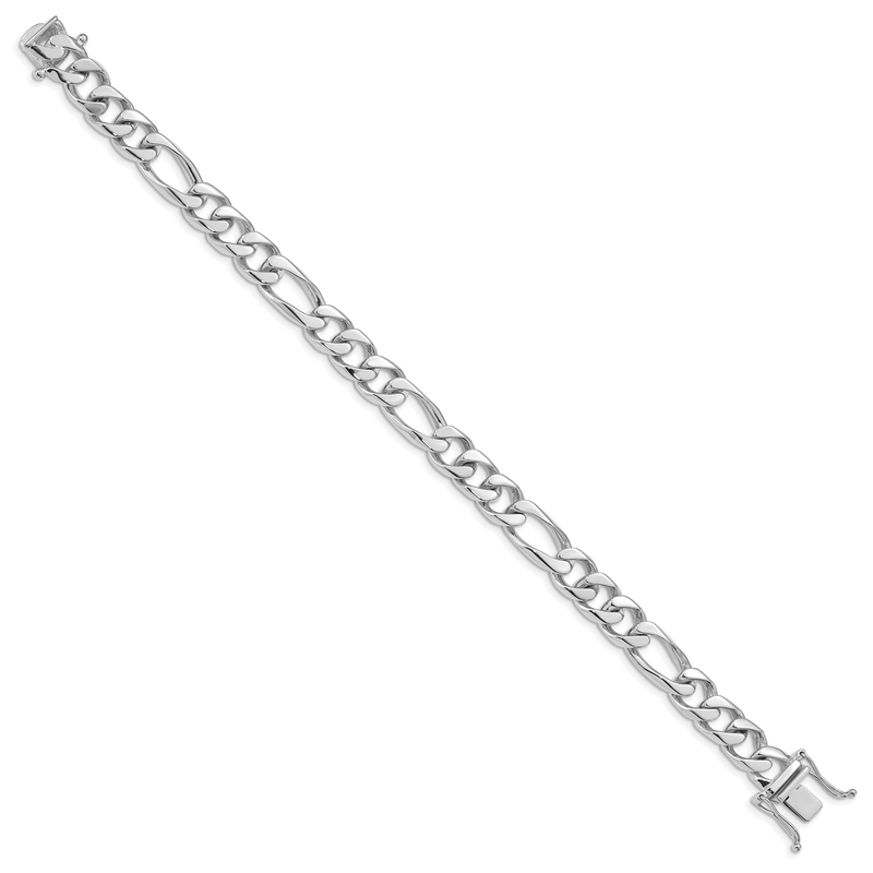 14K White Gold 20 inch 9mm Hand Polished Figaro Link with Box Catch Clasp Chain