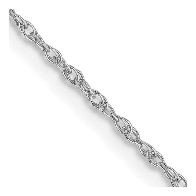 14K White Gold 14 inch .8mm Light Baby Rope with Spring Ring Clasp Chain