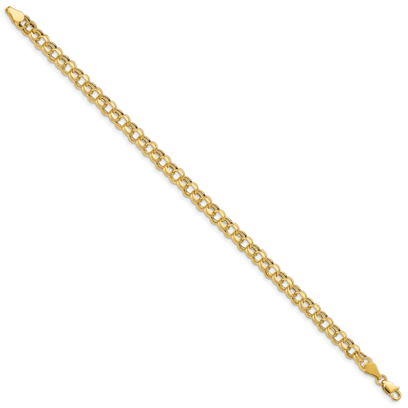14k 5mm Hollow Double Link 7.25 inch Charm Bracelet
