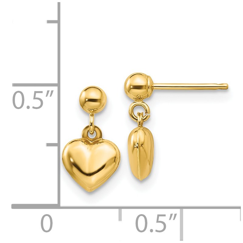 14k Madi K Puffed Heart Post Dangle Earrings
