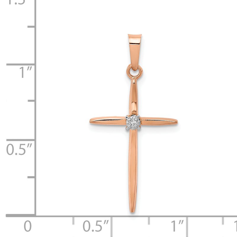 14k Rose Gold Diamond Cross Pendant