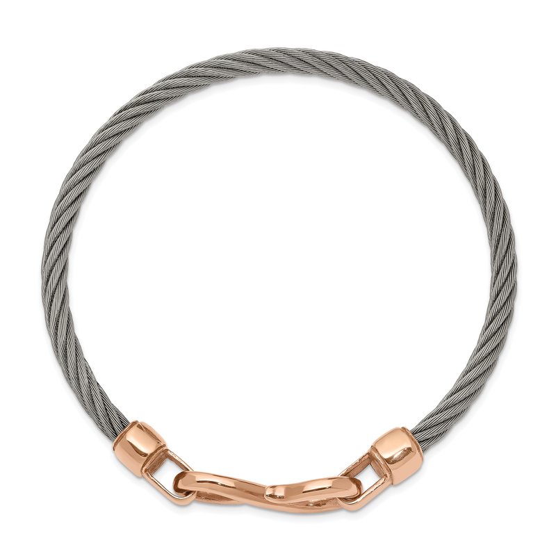 Stainless Steel Polished Flexible Wire Rose IP-plated Hook Bangle