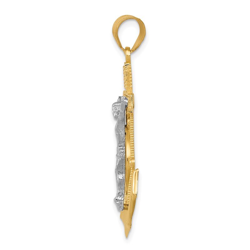 14k Two-tone Diamond-cut Mariners Crucifix Pendant