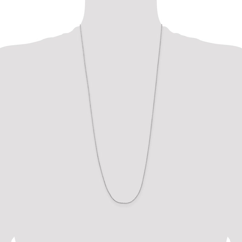 14K White Gold 14 inch .8mm Diamond-cut Cable with Lobster Clasp Chain