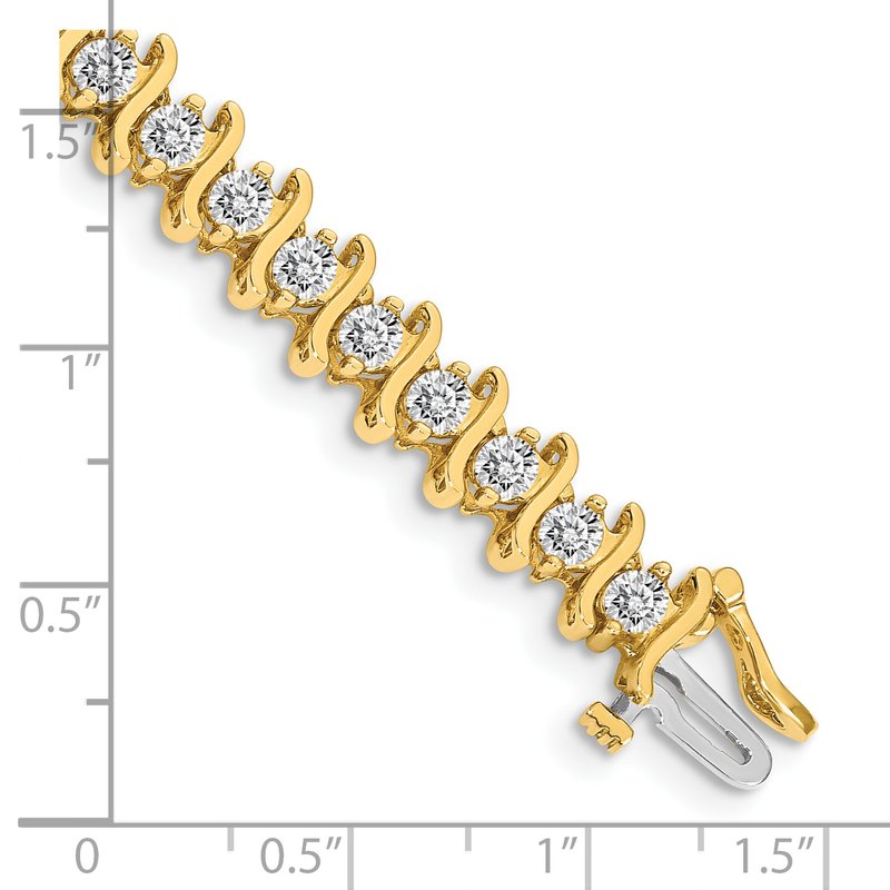 14k Complete 5.95 carat Round AA Diamond 2-prong S-link 7 inch Tennis Bracelet