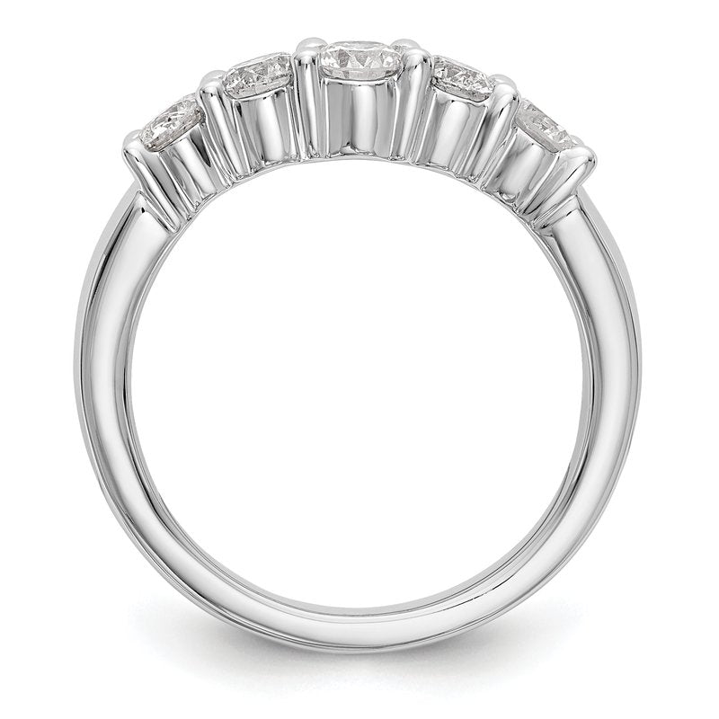 14K White Gold 7/8 carat Lab Grown Diamond VS/SI  D E F  5 Stone Band