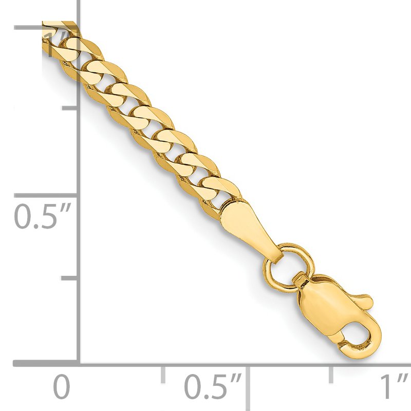 14K 26 inch 2.9mm Flat Beveled Curb with Lobster Clasp Chain