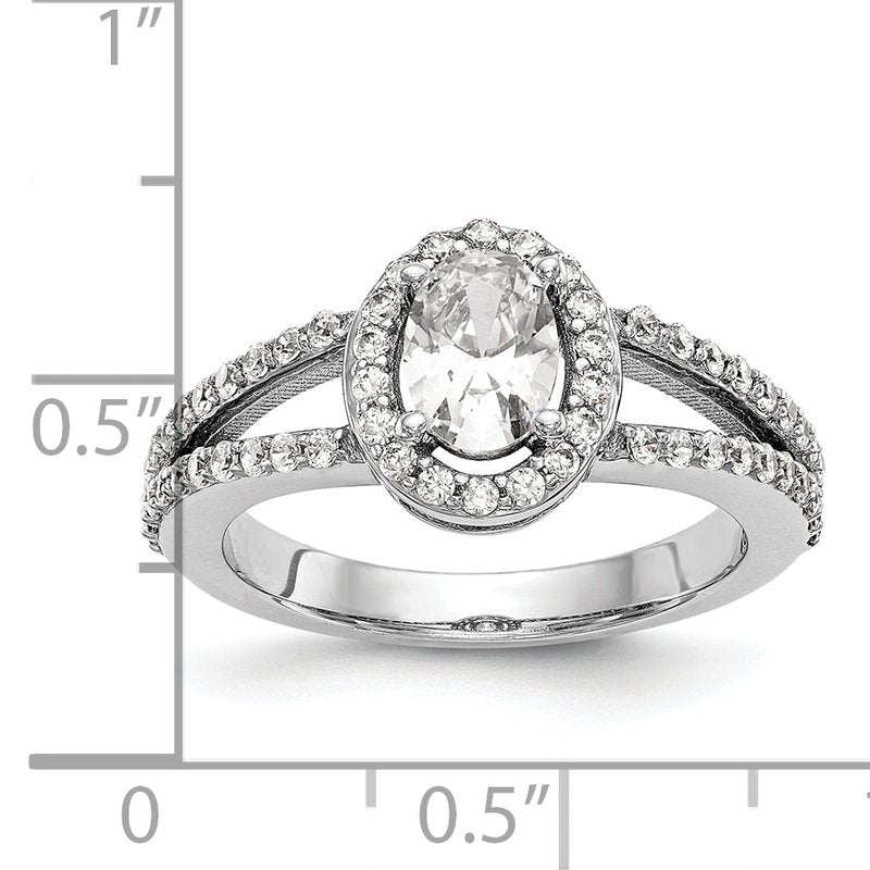14K White Gold 1/2 carat Lab Grown Diamond VS/SI  D E F  Semi Mount Oval Halo Engagement Ring