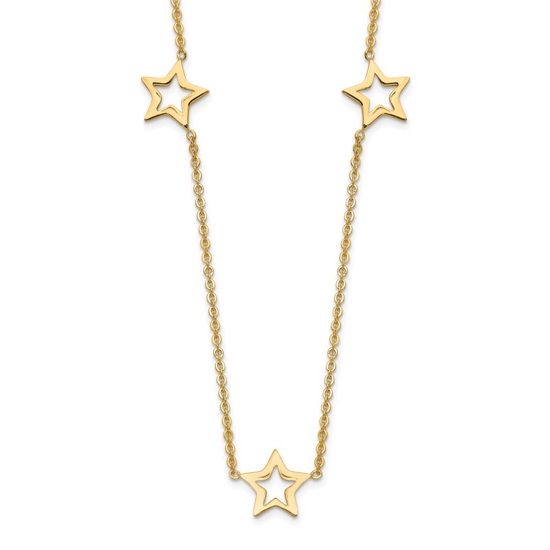 14K Open Stars 16 inch Necklace Plus 2 inch Extension