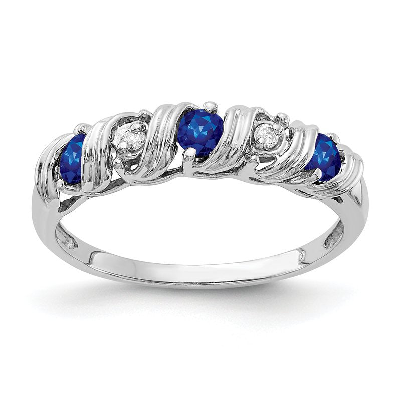 14k White Gold 2.75mm Sapphire A Diamond ring