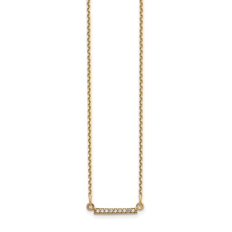 14k Polished 1/20 carat VS Diamond Tiny Bar 18 inch Necklace