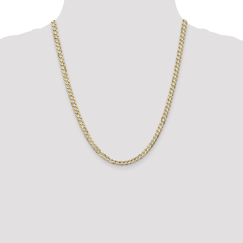 14K 26 inch 4.5mm Open Concave Curb with Lobster Clasp Chain