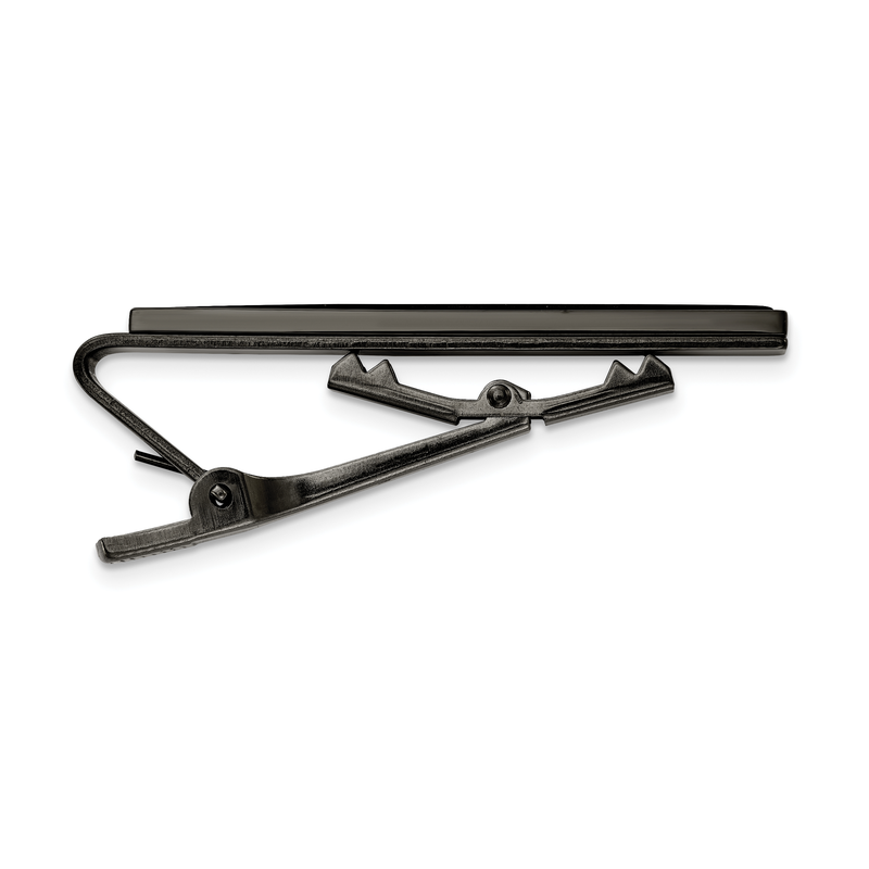 Stainless Steel Polished Gun Metal IP-plated with Carbon Fiber Inlay Tie Bar