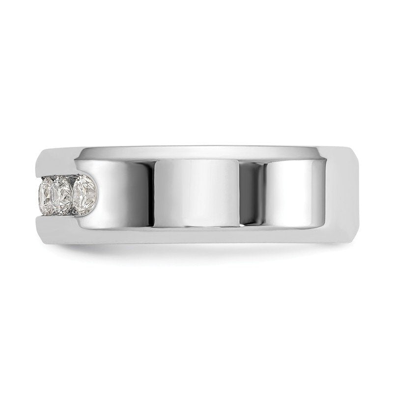 14K White Gold Men's 1/2 carat Lab Grown Diamond VS/SI  D E F  5 Stone Beveled Edge Size 11 Band