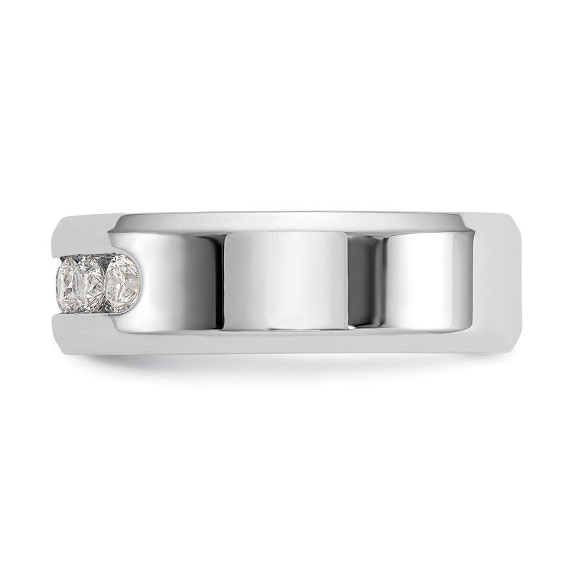 14K White Gold Men's 1/2 carat Lab Grown Diamond VS/SI  D E F  5 Stone Beveled Edge Size 11 Band