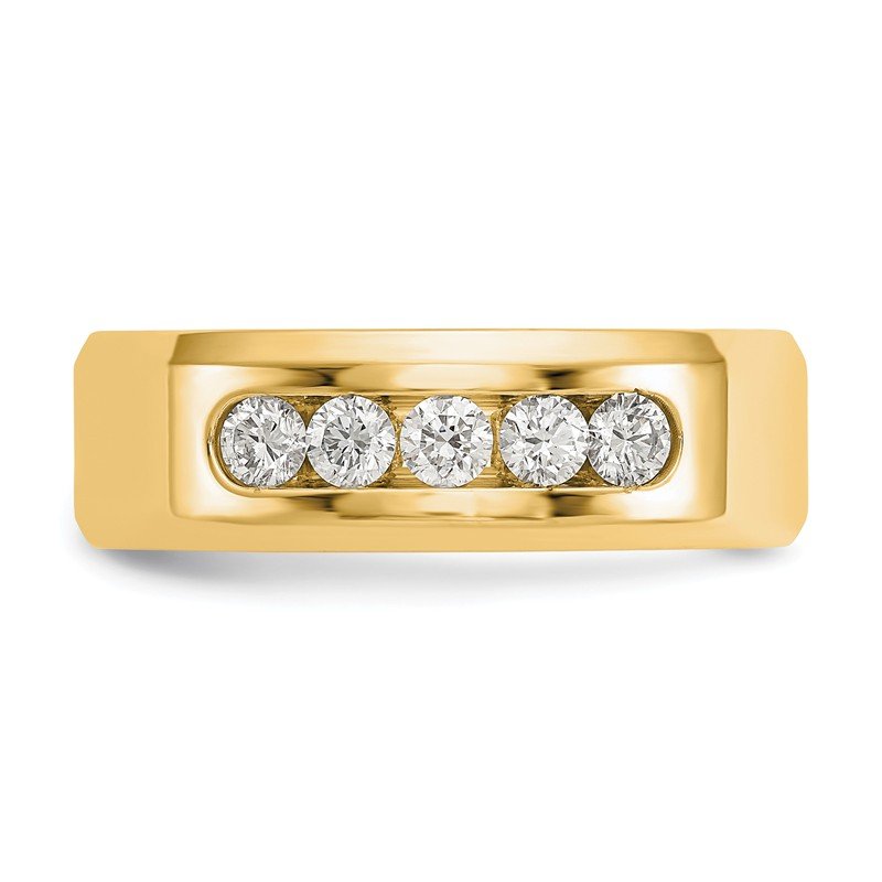 14K White Gold Men's 1/2 carat Lab Grown Diamond VS/SI  D E F  5 Stone Beveled Edge Size 11 Band