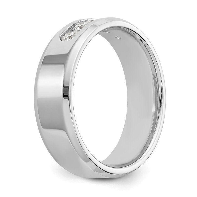 14K White Gold Men's 1/2 carat Lab Grown Diamond VS/SI  D E F  5 Stone Beveled Edge Size 11 Band