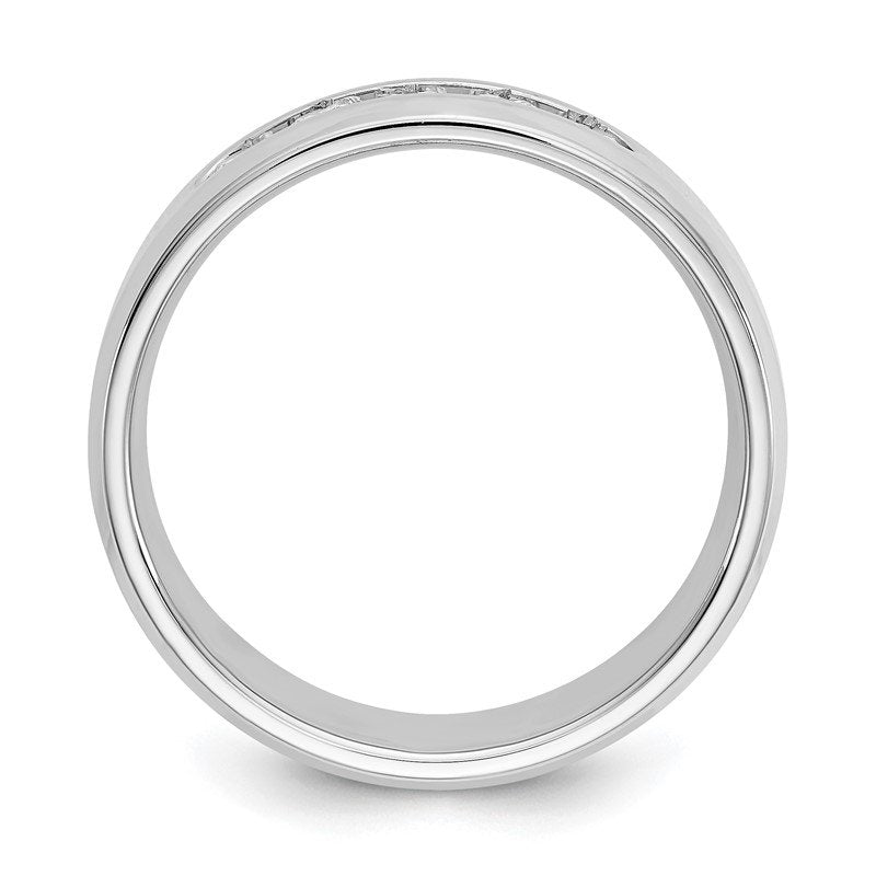 14K White Gold Men's 1/2 carat Lab Grown Diamond VS/SI  D E F  5 Stone Beveled Edge Size 11 Band