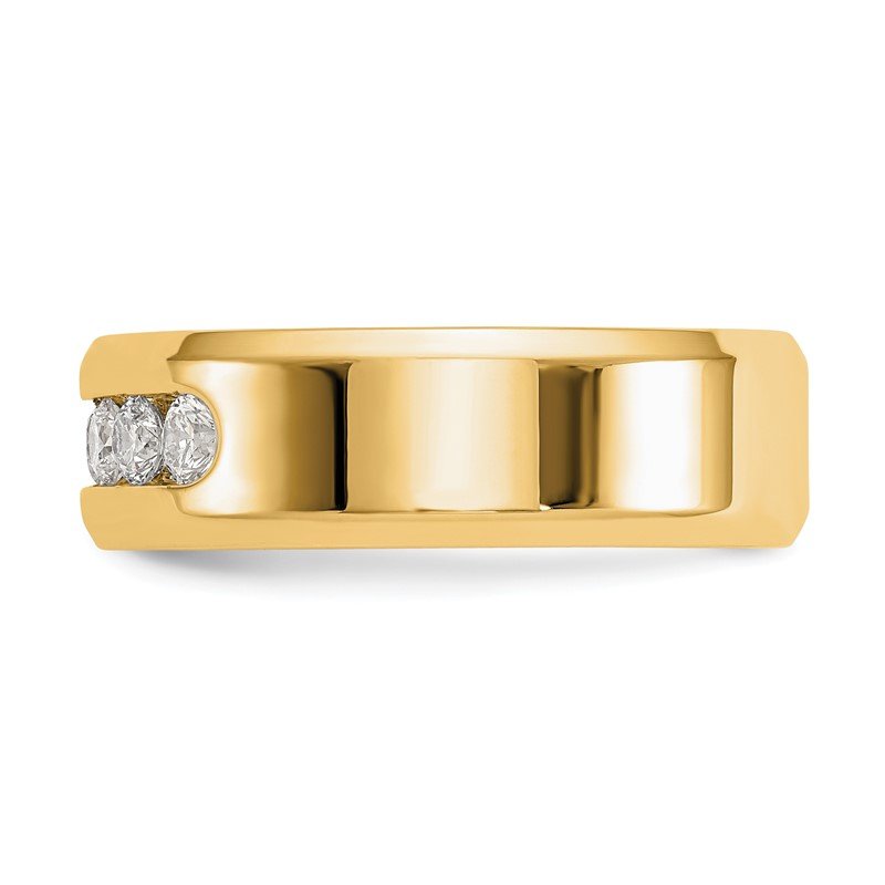 14K White Gold Men's 1/2 carat Lab Grown Diamond VS/SI  D E F  5 Stone Beveled Edge Size 11 Band