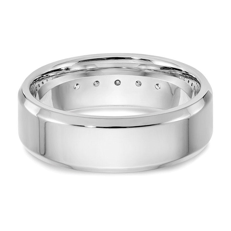14K White Gold Men's 1/2 carat Lab Grown Diamond VS/SI  D E F  5 Stone Beveled Edge Size 11 Band