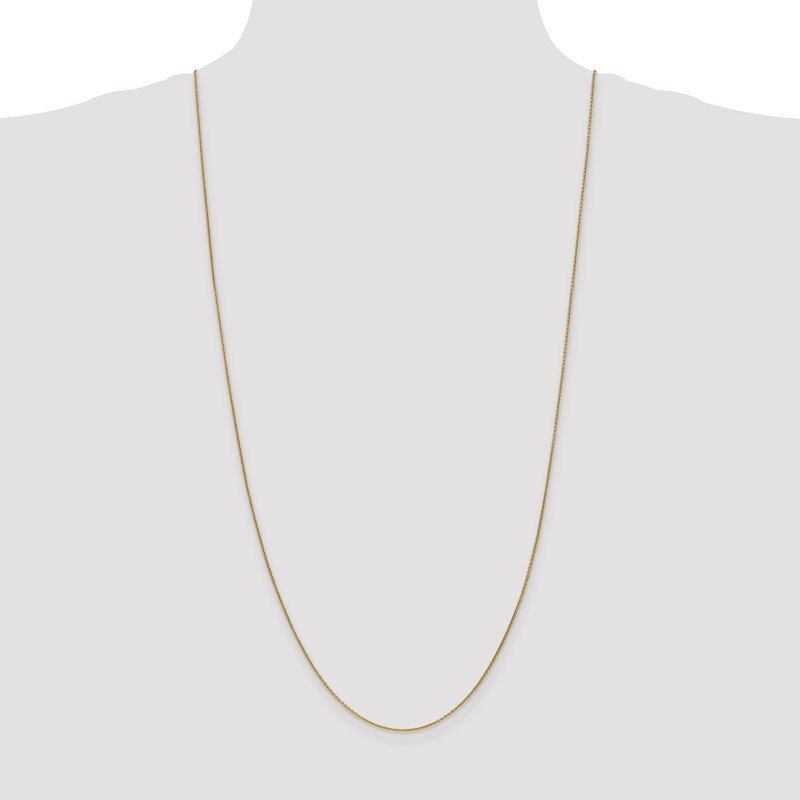 14K 14 inch 1mm Round Open Link Cable with Lobster Clasp Chain