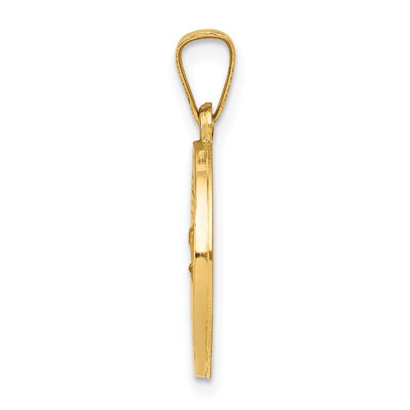14k Polished and Satin Hollow St. Christopher Medal Pendant