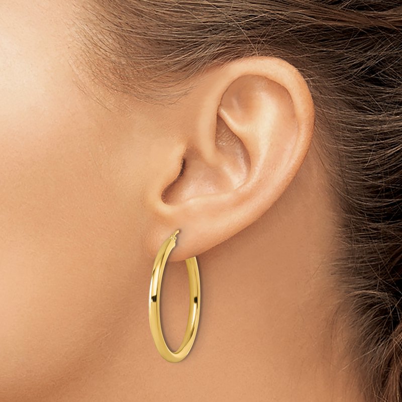 10K Polished Hinged Hoop Earrings