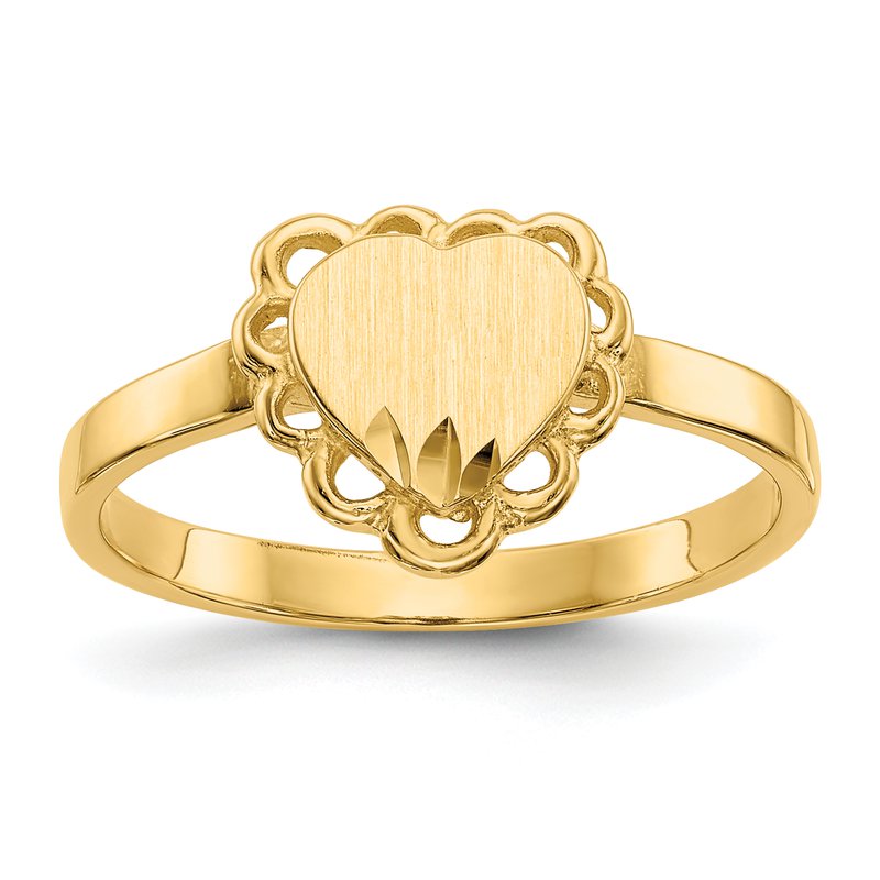 14k 7.0x6.5mm Open Back Heart Signet Ring