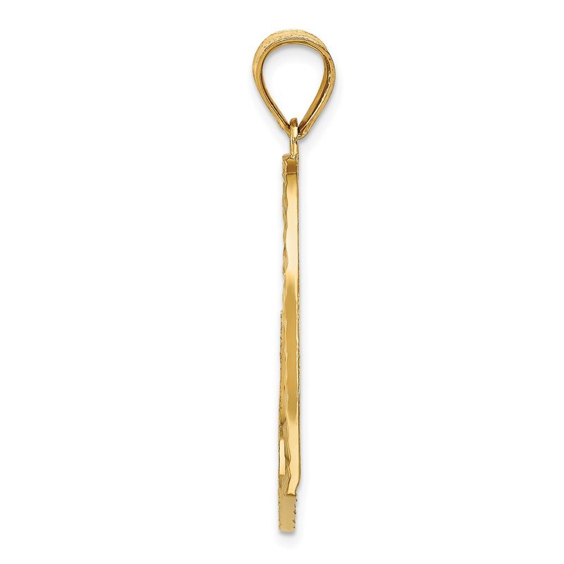 14K Satin Diamond-cut Reversible Heart Pendant