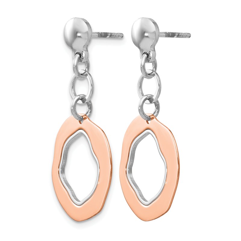Sterling Silver Rose Gold-plated Post Dangle Earrings
