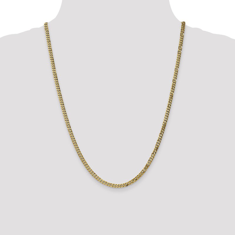14K 26 inch 3.9mm Flat Beveled Curb with Lobster Clasp Chain
