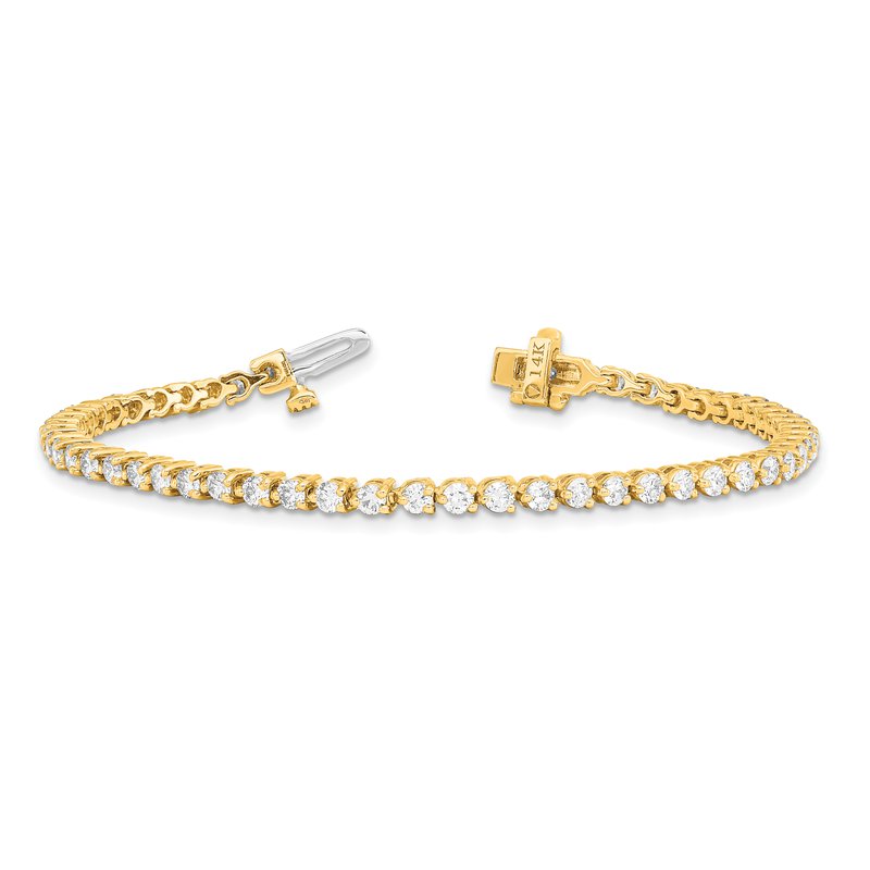 14k Complete 3.3 carat Round VS Diamond 3-prong 7 inch Tennis Bracelet