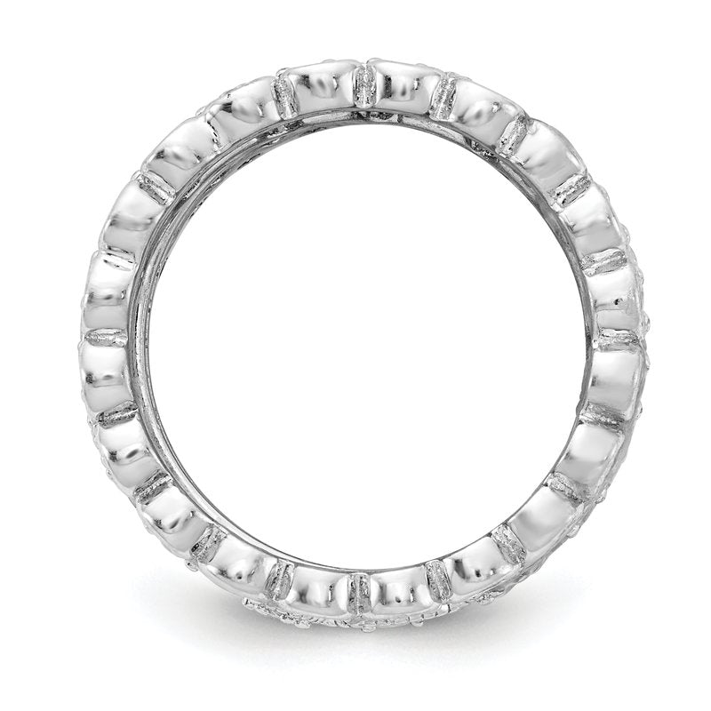 Sterling Silver Rhodium-plated Brilliant-cut CZ 5 Piece Eternity Ring Set