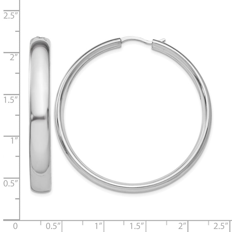 Sterling Silver Rhodium-plated 6mm Half Round Tube Earrings
