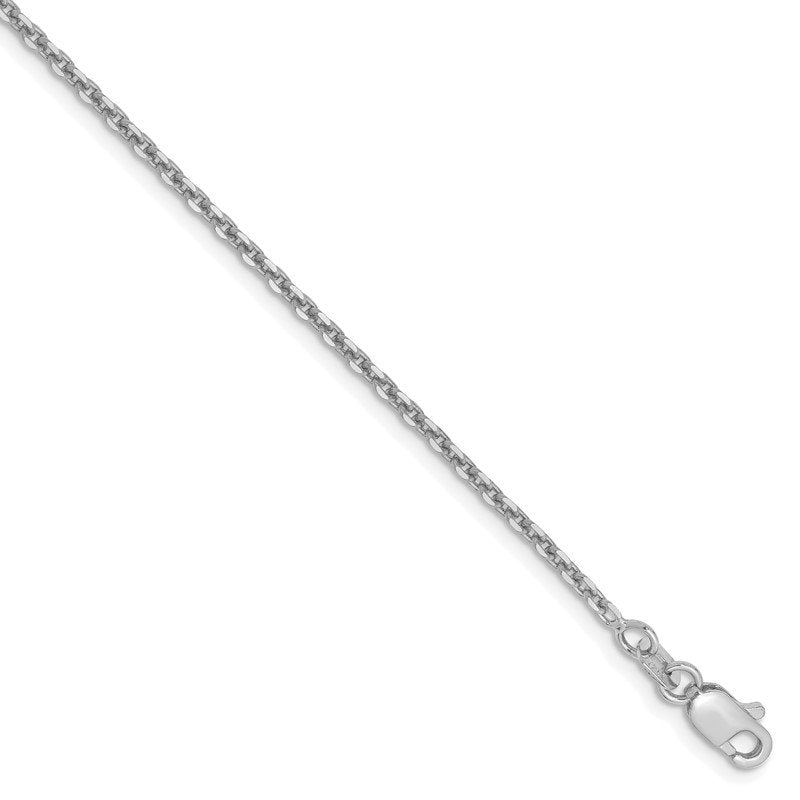 14K White Gold 10 inch 1.65mm Diamond-cut Cable with Lobster Clasp Anklet