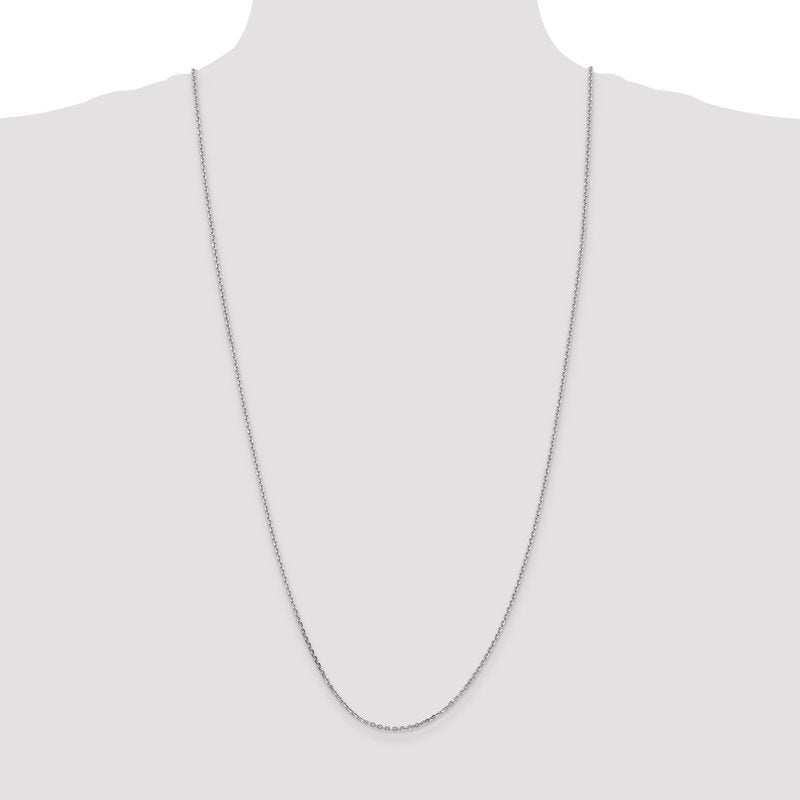 14K White Gold 10 inch 1.65mm Diamond-cut Cable with Lobster Clasp Anklet