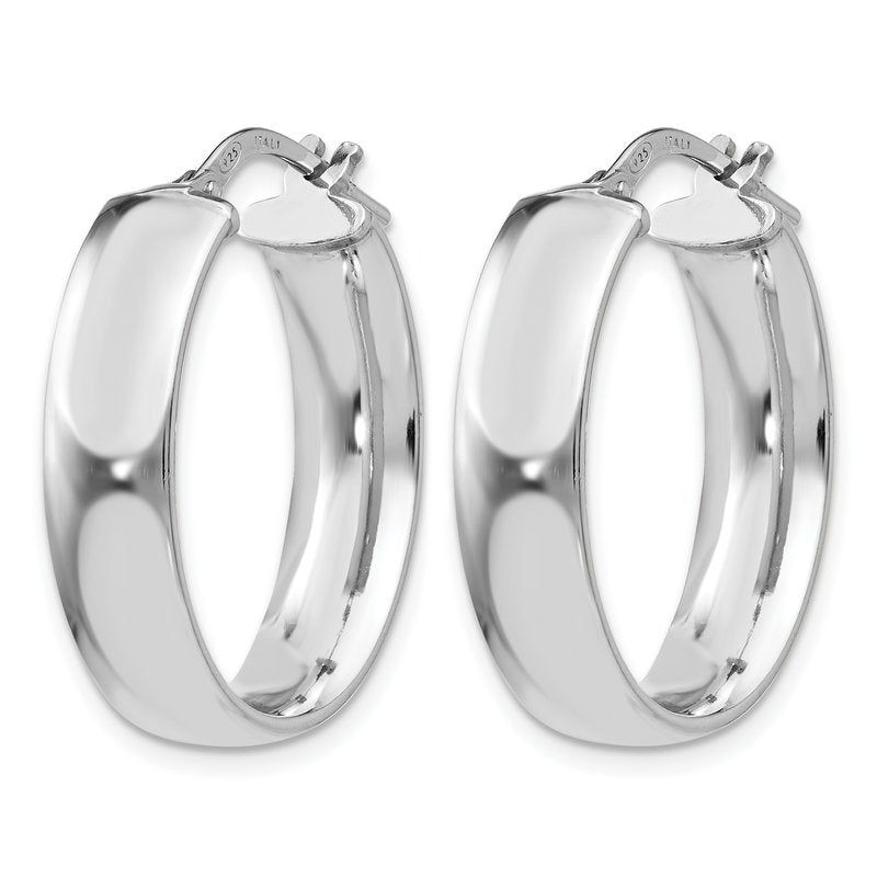 Sterling Silver Rhodium-plated Oval Hoop Earrings