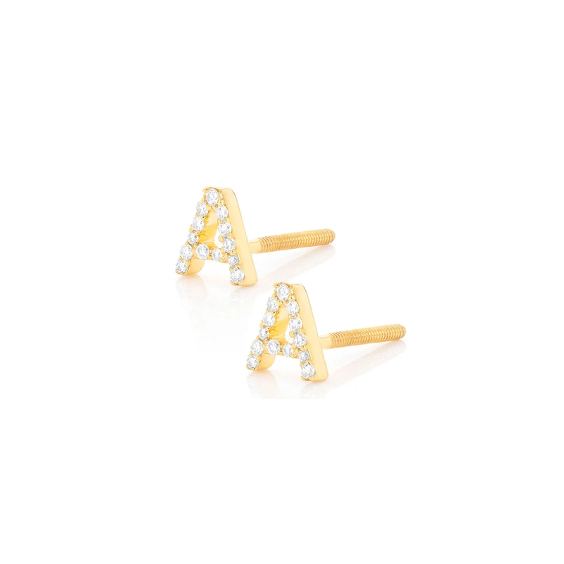 Mini Any Letter Earrings 14K