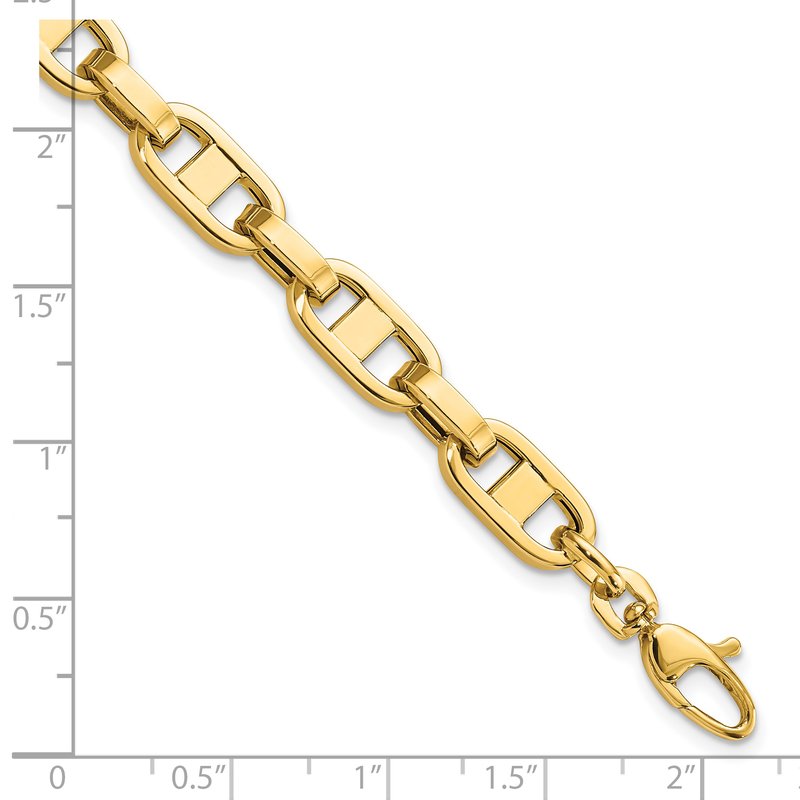 14k Polished 6mm Fancy Anchor Cable Link 8.5 inch Bracelet